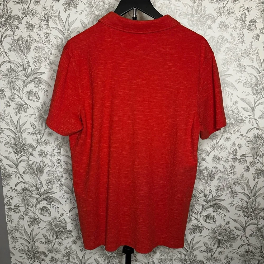 Banana Republic Organic Cotton Pique Polo Shirt Red Heather Short Sleeve Mens XL